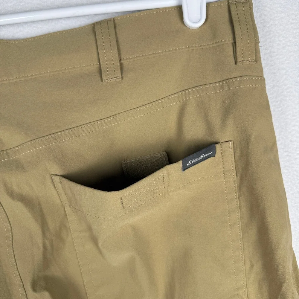 Eddie Bauer Convertible Tech Pant Mens 36x30 Tan Hiking Cargo Pocket Utility